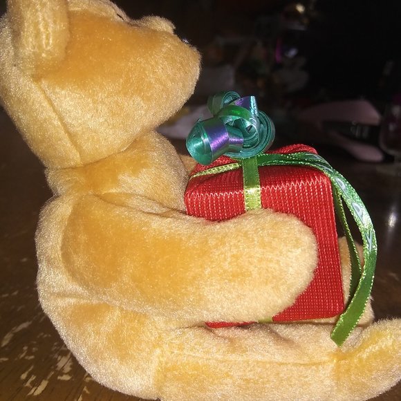 TY Jingle Beanies GIFTS Happy Holidays Present Stuffed Bear Plush Ornament 2005 - Picture 4 of 8